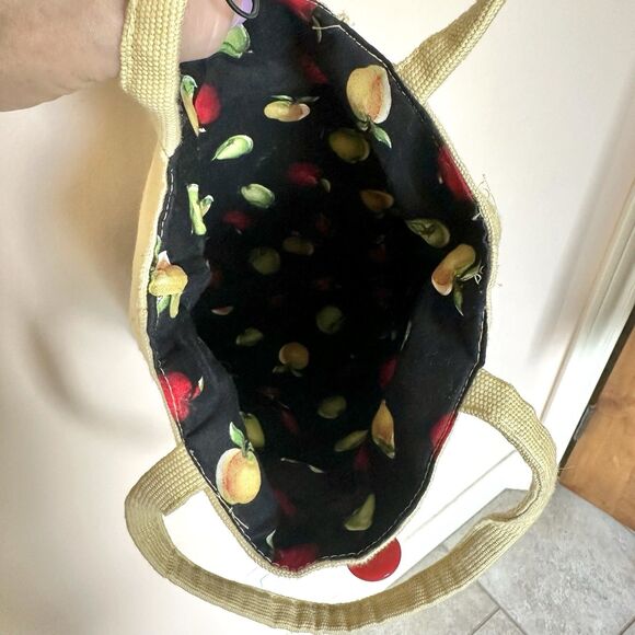 Tote Small Shoulder Bag Apples Canvas Lined Teacher School Gift - Picture 4 of 5